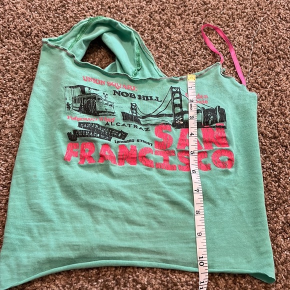 San Francisco vintage cropped crop top shirt xs small Alcatraz green hot pink - Picture 9 of 9